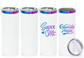 20 oz Skinny Tumblers Bulk with Lids and Straws White,4 pack by MetalyaTumblers