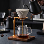 Support Stand Coffee Dripper Holder Pour Over Rack Manual Station With Wooden Base And Aluminum Support Mug Positioning Suitable for hand home service cafe counters , Gold - Image 3