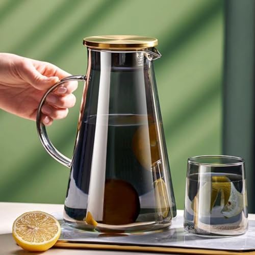Classic Large Capacity Glass Household Fruit Tea Kettle with Handle Coffee Maker Tea Set 1800ml/63.4oz Easy To use(Gray,With cup) - Image 7