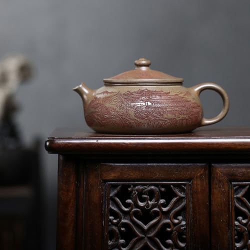 Tea Kettle Office Desktop Purple Clay Teapot Household Hand-Carved Large Capacity Teapot Ceramic Tea Infuser - Image 3