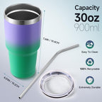 Volhoply 30oz Insulated Tumbler with Lid and Straw, Double Wall Inner & Outer 304 Stainless Steel Tumblers Bulk, Powder Coated Coffee Cup for Office, Home, Travel (Purple Green,4 Pack) - Image 2