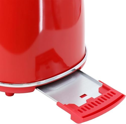 1.8 Quart Electric Tea Kettle and 2 Slice Toaster Combo, Retro Kitchen Appliance Set with Adjustable Browning and Water Temperature Gauge (Red) - Image 6