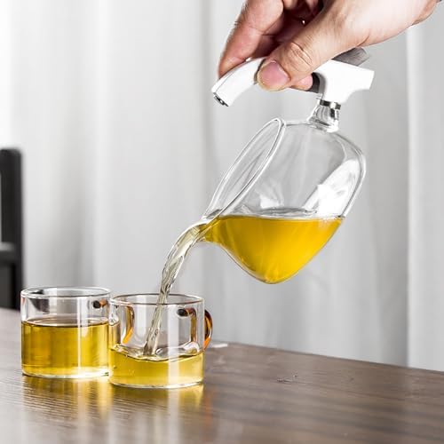YUDIZWS Teapot for One Set, Astronaut Moon Teapot Set Kungfu Magic Tea Set Glass Magnetic Teapot Semi-Automatic Water Guide Magnetic Teapot with Infuser Heat-Resistant,B - Image 4