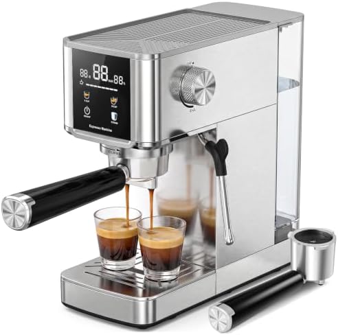 Kismile 2-in-1 Espresso Machine with Milk Frother, 20 Bar Coffee Maker for Nespresso Pods & Ground Coffee, 1350W Fast Heating Cappuccino Maker with Pre-Infusion, LED Display, 40oz Tank by Kismile