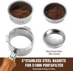 51mm Bottomless Portafilter, Professional Espresso Portafilter with Filter Basket, Screen and Espresso Dosing Funnel, Easy to Use - Image 3