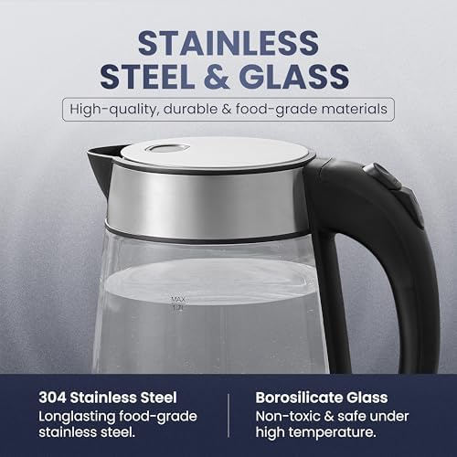 Elite Gourmet EKT-602 BPA-Free Electric Glass Kettle, Cordless 360° Base - Image 5