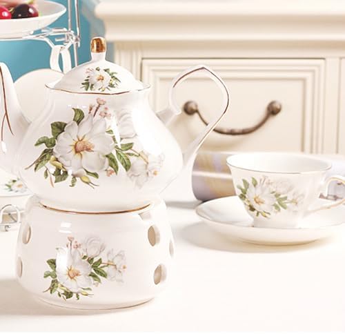 Ceramic Coffee Tea Gift Sets, European Luxury Tea Set, Suitable as A Gift for Mother'S Day, Birthday, Christmas, and Gatherings (White Peony) - Image 4