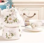 Ceramic Coffee Tea Gift Sets, European Luxury Tea Set, Suitable as A Gift for Mother'S Day, Birthday, Christmas, and Gatherings (White Peony) - Image 4