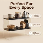 Coffee Station Organizer 2 Tier, Solid Wood Mug Shelffor Coffee Bar,Matcha Station,Tea Storage - Holds Mugs,Beans,Syrup,Cups,Tirrers - Image 5