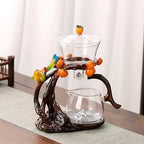 Zurucily Glass Kungfu Teapot Set Tea maker with Infuser Semi Automatic Tea Set (Bird-orange) - Image 2