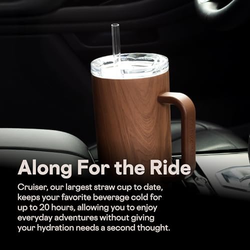 Corkcicle Cruiser Tumbler with Handle & Straw, 40 oz, Walnut Wood - Image 6