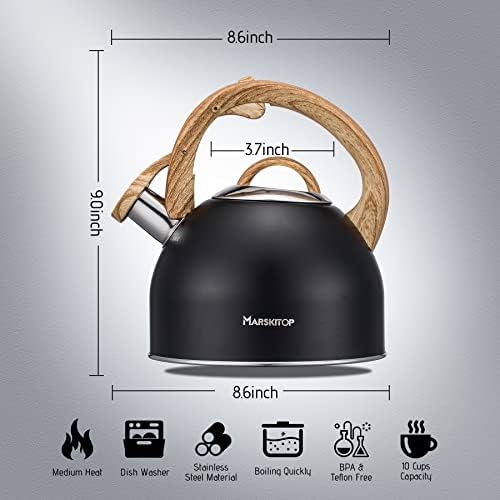MARSKITOP Tea Kettle for Stove Top, 2.6 Quart Tea Pot, Black - Image 6