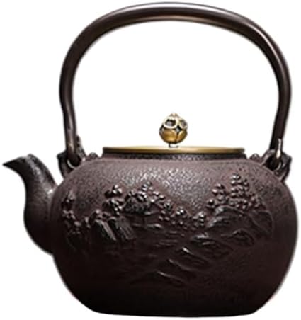Cast Iron Teapot Japanese Tea Kettle with Removable Stainless Steel Infuser Internal Enamelware Teapots with Birds and Plum Flower by Unknown