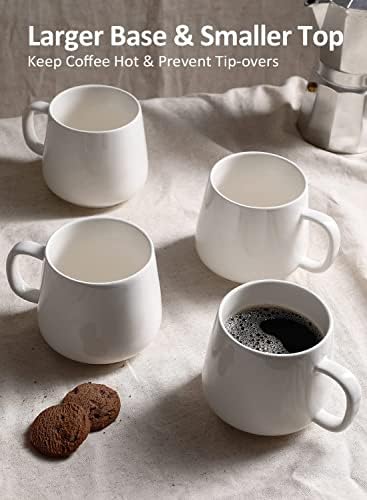 Teocera Coffee Mugs Set of 6-12oz Chip-Resistant Ceramic Cups with Ergonomic Handle | Dishwasher & Microwave Safe White Mugs | Keeps Beverage Hot, Perfect for Family Kitchen & Holiday Gifts - Image 5