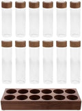 VICASKY Coffee Bean Storage System with Airtight Glass Containers and Wooden Holder, 12 Single Dose Tubes with Walnut Wood Base for Home Coffee Station Organization by VICASKY