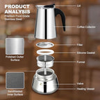 Manual Coffee Grinder Detachable Stainless Steel Conical Burr Aluminum Coffee Bean Grinder Silver with 4 Cup Stovetop Espresso Maker Stainless Steel Moka Pot Stove Top Percolator Italian Coffee - Image 5