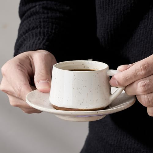 Stackable Cappuccino Cup Set of 6 [4oz]Activated-Glazed Ceramic Coffee Cup - Image 6