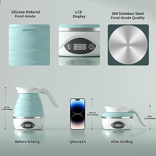 Collapsible Travel Kettle Electric Portable Foldable Kettle for Boiling Water, Suitable for 110V & 220V Dual Voltage, for Tea & Coffee, 850W Small Mini BPA-free Silicone White electric kettle - Image 6