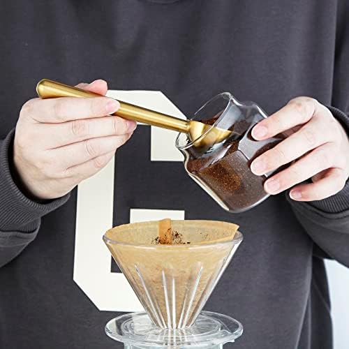 Easyworkz Stainless Steel Long Hollow Handle Coffee Scoop,7g Measuring Spoon,Brass Gold, Bundled with Nando French Press 23 oz Double Wall Insulated Thermal Coffee Maker - Image 4