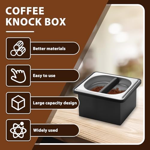 Stainless Steel Coffee Knock Box - Espresso Grounds Bin with Silicone Bar, Dishwasher Safe Espresso Knock Box for Home & Commercial Use (Small) - Image 3