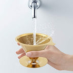 Pour Over Gold Coffee Filter, Stainless Steel Gold Pour Over Coffee Dripper Filter with Cup Stand and Handle, Paperless Reusable Stainless Steel Cone Coffee Maker - Image 3