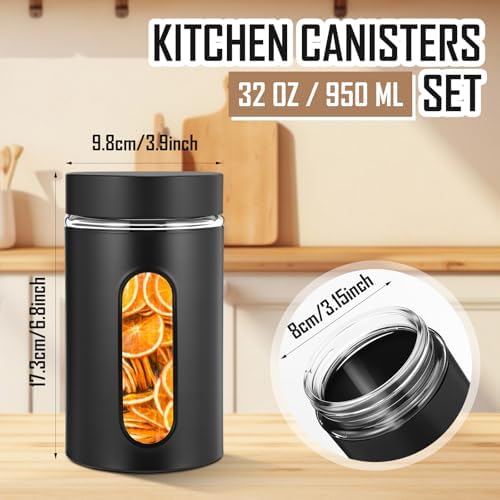 Patelai 6 Pack Airtight Stainless Steel Kitchen Canisters, Black, 32 oz - Image 2