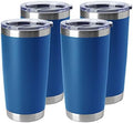 HASLE OUTFITTERS 20oz Tumblers Stainless Steel Mugs with Lid Double Wall Vacuum Insulated Coffee Cups for Cold & Hot Drinks (20oz-Dark Blue, 4 Pack) by HASLEOUTFITTERS