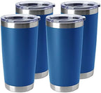 HASLE OUTFITTERS 20oz Tumblers Stainless Steel Mugs with Lid Double Wall Vacuum Insulated Coffee Cups for Cold & Hot Drinks (20oz-Dark Blue, 4 Pack) by HASLEOUTFITTERS