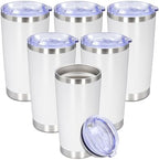 20 oz Tumbler Insulated Tumblers Stainless Steel Coffee Mug,White 6PCS by Providethebestproducts