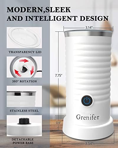 Milk Frother, Milk Frother and Steamer for Frothing and Heating Milk, 4 IN 1 Multifunction Milk Frother Electric for Hot & Cold Froth, Automatic off & Easy Cleaning, Black, JC-A2-W1 - Image 6
