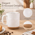 GBhome Large Coffee Mugs Set of 4, 16oz Handmade Stoneware Coffee Mugs Set with Large Handle for Cappuccino/Latte/Tea/Hot Cocoa, Dishwasher & Microwave Safe, Off White - Image 4