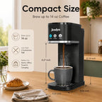 Jesslyn Single Serve Hot and Iced Coffee Maker, Compatible with Multiple Coffee Pods & Ground, Fits Tall Mugs, Over Ice & Strong Brew Function, for Home Office Travel RV Dorm (BLACK) - Image 5