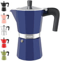 Mongdio Stovetop Espresso Maker Moka Pot, Stove Top Cuban Coffee Maker, Italian Greca Mocha Pot, 12 Espresso Cups, 20 oz - Blue by Mongdio