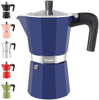 Mongdio Stovetop Espresso Maker Moka Pot, Stove Top Cuban Coffee Maker, Italian Greca Mocha Pot, 12 Espresso Cups, 20 oz - Blue by Mongdio