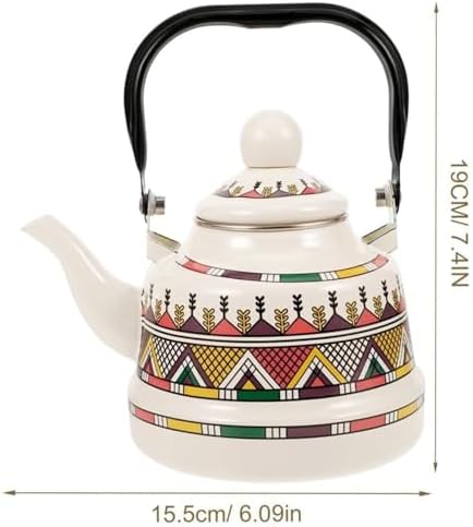 RSBFER Vintage Floral Enamel Tea Kettle - Quick Heating Stovetop Teapot with Cool Touch Porcelain Handle for Hot Water, No Whistling,Orange,1.7L - Image 6