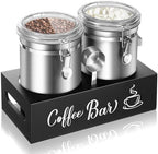 Maxcheck 2 Pcs 66 oz Coffee Sugar Canisters with Shelf Scoop Lids, Silver by Maxcheck