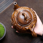 Tea Kettle Retro Tea Set Chinese Tea Ceremony Relief Horizontal Teapot Home Tea Maker Ceramic Tea Infuser - Image 6