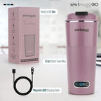 SmrtMugg GO Heated Coffee Mug, Travel Mug, 13.5 OZ. Smart Mug, Battery Powered Heated Coffee Mug, Great for Coffee and Tea, Snap on Magnetic Charging Cord, Adjustable Temperature (Lilac) - Image 2