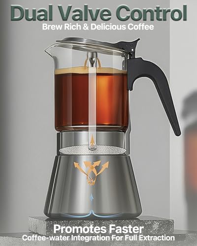 Grasseed Glass-Top Moka Pot, Stainless Steel Stovetop Espresso Maker, 6 Cup - Image 7