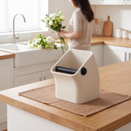 ibasenice Square Coffee Knock Box, Espresso Puck Knock Box, White - Image 6
