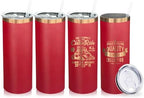 20 oz Skinny Tumblers Bulk with Lids and Straws Bright Red,4 pack by MetalyaTumblers