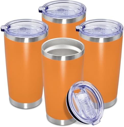 20oz Tumbler Insulated Coffee Tumblers with Lid Stainless Steel Orange 4P by AEPDTD