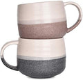 Bosmarlin Ceramic Large Latte Coffee Mug Set of 2 for Latte, Cappuccino, 18 Oz, Dishwasher and Microwave Safe (Pink&Grey, 2) by Bosmarlin