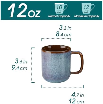 vancasso Coffee Mugs Set of 6, 12 Oz Ceramic Coffee Cups with Handle, Ceramic Unique Glaze Coffee Cup for Cappuccino, Latte, Tea, Cocoa, Dishwasher & Microwave Safe Gift Sets, Blue, Series ONION - Image 2
