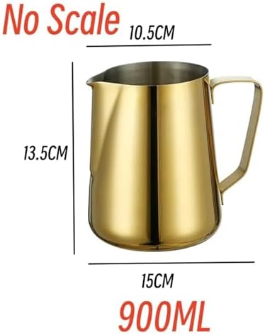 900ML Stainless Steel Pitcher Coffee Frothing Jug Pull Flower Cup Cappuccino Milk Pot Espresso Latte Art Frother Jugs(900ML No Scale) - Image 4