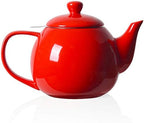 Sweejar Ceramic Tea Pots,30OZ Porcelain Teapot with Infuser(Red) by Sweejarco1949