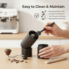 Manual Coffee Grinder with Strainer & Brush, Adjustable Stainless Steel Burr, 30g Hand Crank Coffee Mill, Aluminum Body & Walnut Handle for Espresso, Turkish Coffee & French Press - Image 5