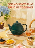 Sweese Teapots for Tea, 27 oz Porcelain Tea pot with Removable Stainless Steel Infuser, Tea Pots for Loose Tea - Dark Green - Image 6