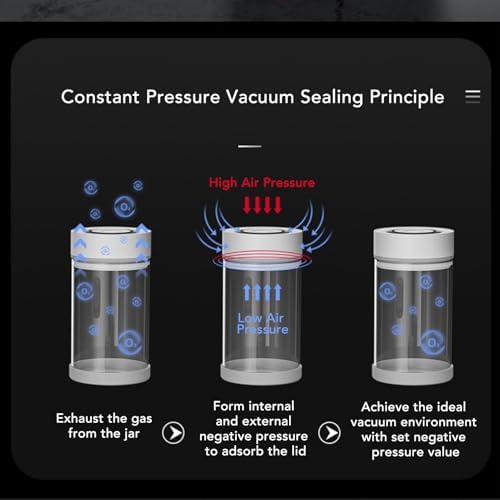 Agatige Electric Vacuum Canister, Glass Sealed Transparent Food Storage Container Coffee Bean Container For Home Kitchen Tea Nuts (600ml) - Image 5