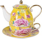 KAMMAK Tea for One Set, Ceramic Teapot, Bone China Tea Set, Cup and Saucer by KAMMAK